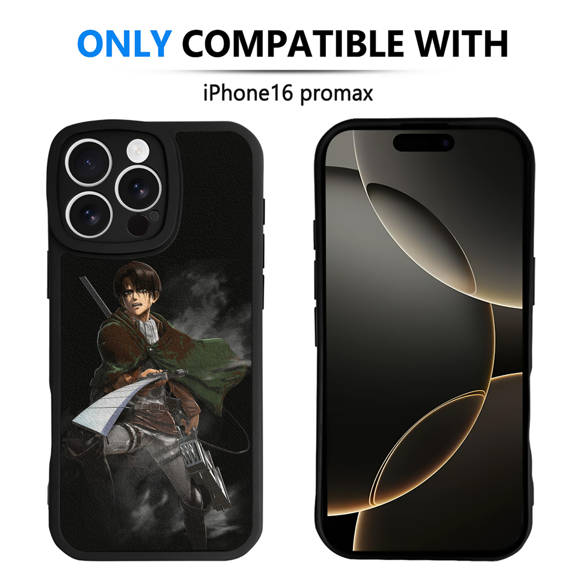 （画像用） 進撃の巨人 リヴァイ·アッカーマン Attack on Titan Levi Ackerman 【iPhone 16シリーズ対応】シリコンスマホケース（レザー調） 材質：シリコン